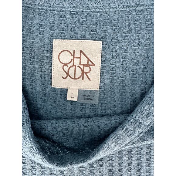 Chaser Women's sz L Waffle Knit Sage Green Long Sleeve Soft Basic Lounge Comfort - Picture 4 of 9